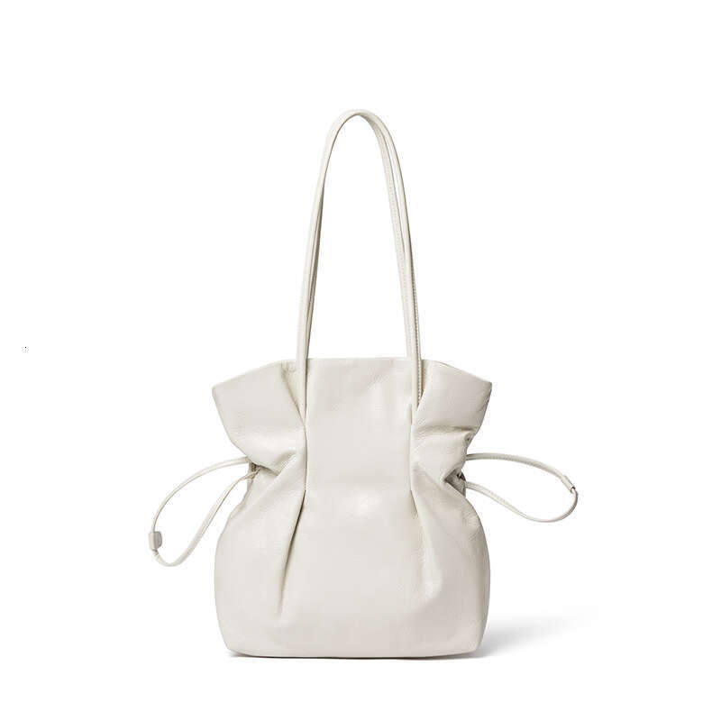 New French Style Niche Cowhide Handbag Lucky Shoulder Underarm Vase Small Waist Drawstring Fashion Women's Bag