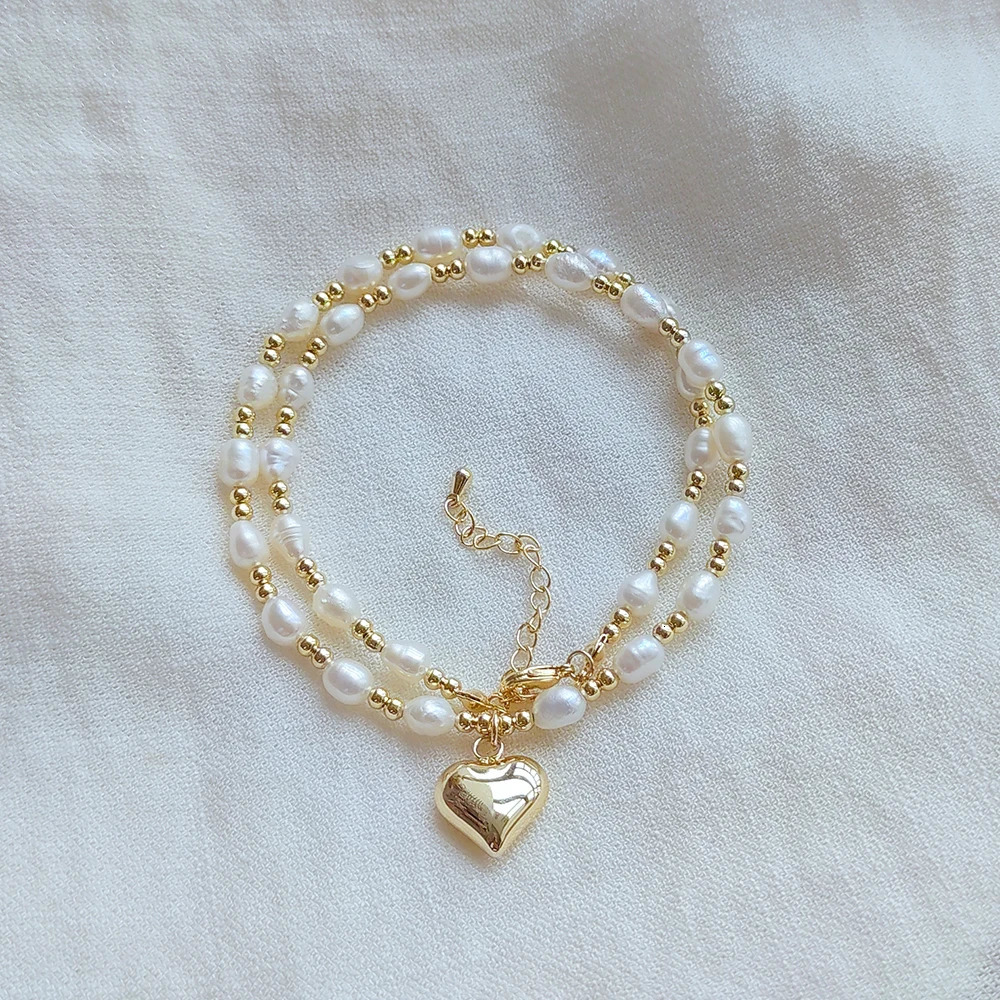 HERLOOK Heart Pendant Necklaces Choker for Women Jewelry Wholesale Gold Color Beads Natural Pearl Necklace for Women Accessories 250522