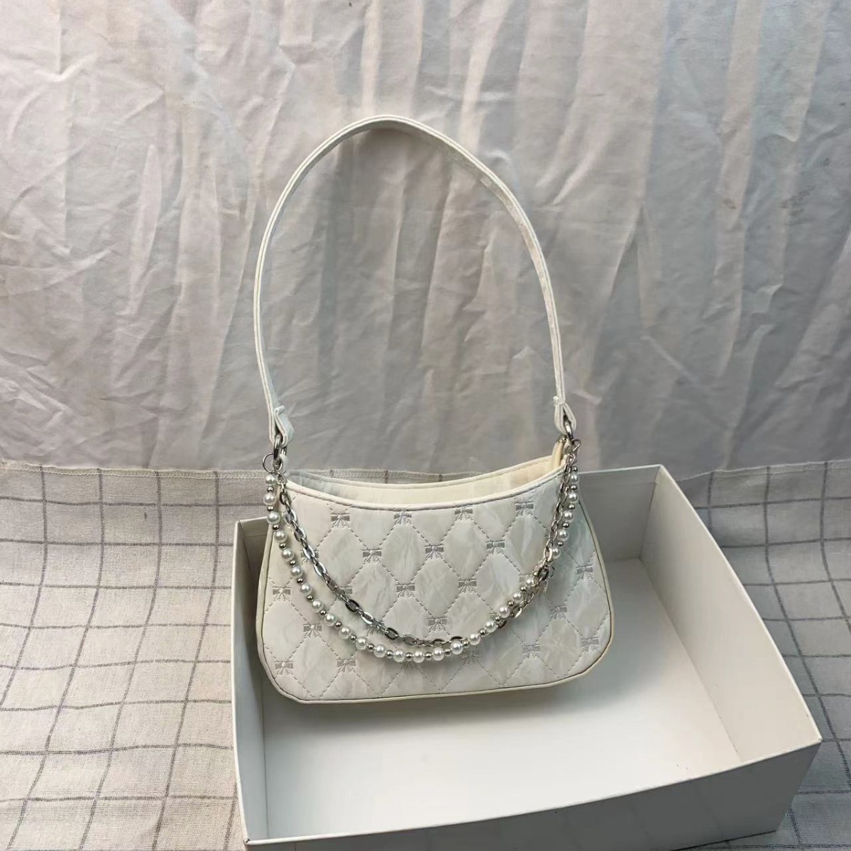 Luxury Brand Designer Bag Women's Bags Pure Desire Korean Pearl Metal Double Chain Armpit Commuting Women's Shoulder Bag