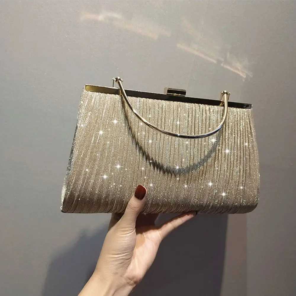 Hot Sale Luxury Moon Handbag Apricot Evening Clutch Bag Party Chain Shoulder Bag Female Sequin Wedding Purse Handbag for Women M250624