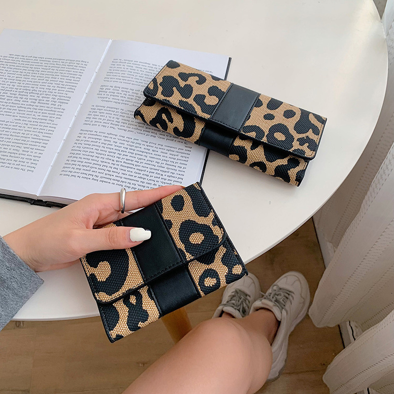 Free Shipping Designer Bag Female New Leopard Print Internet Celebrity Fashion Large Capacity Zero Folding Multi Card Position Long Wallet