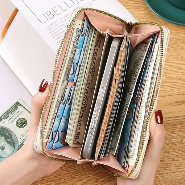 European and American Women's Zipper Wallet New Fashionable Large Capacity Multi Card Slot Wallet Designer Men's Wallet