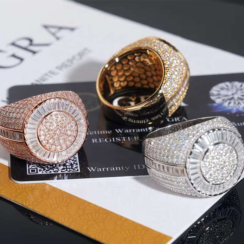 HYH New 925 Silver Fashion Hip Hop Moissanite Ice Out Rings Men
