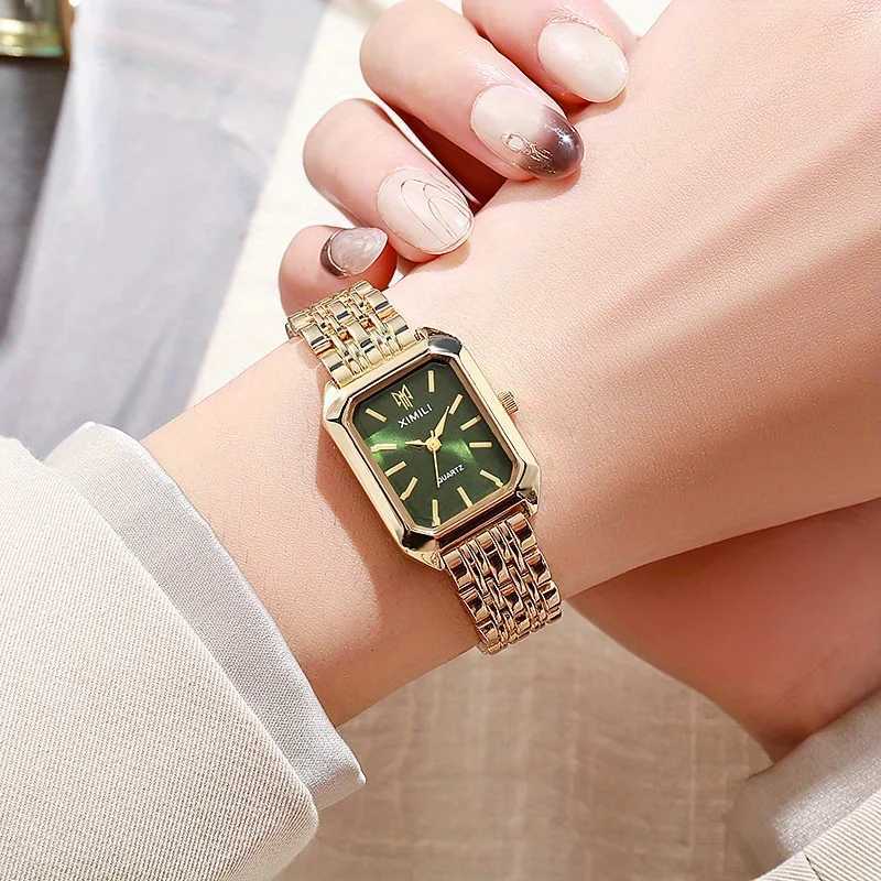 1pc-Womens New Fashion Luxury Stainless Steel Band Watch Minimalist Square Quartz Wristwatch Color Random XJ250527