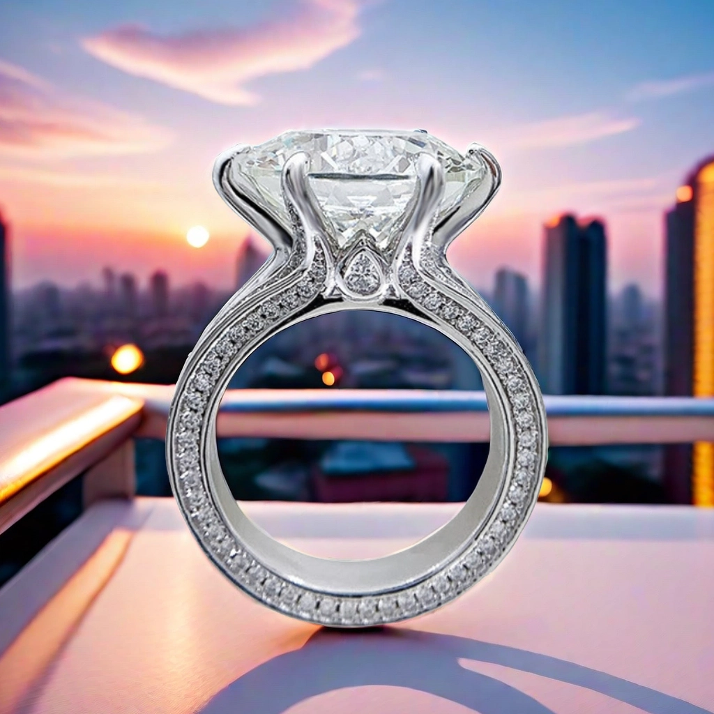 10CT Moissanite VVDS1 Eight Hearts and Arrows S925 Sterling Silver Elegant, Luxurious, Fashionable Designer ring Beautiful Statue of Liberty Ring for 