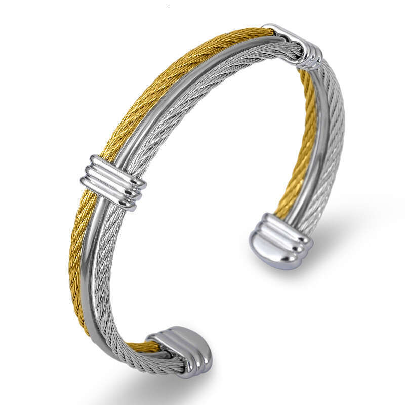 Wire Colorful Three Rope Couple Bracelets Stainless Steel Open Bangle Jewelry for Men and Women
