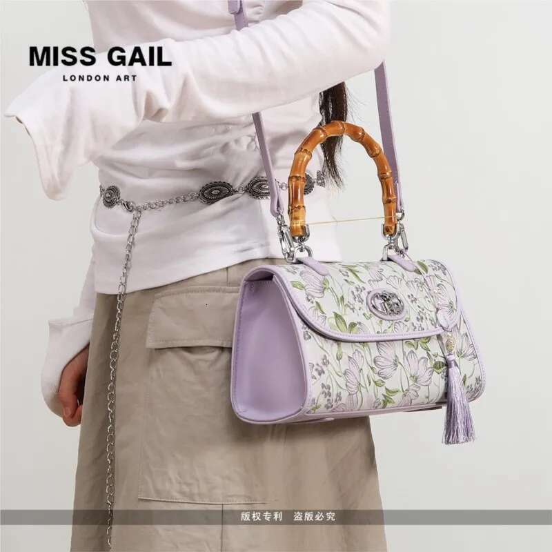 Summer Colorful Embroidered Flowers Bamboo Knot Handbag For Women 2025 Chinese Style Cheongsam Hanfu Single Shoulder Crossbody