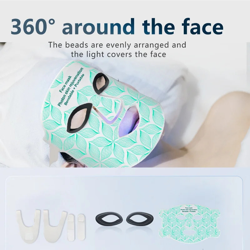 Colors LED Face Mask and Neck with 850NM Near-infrared Rechargeable Red Light Mask Skin Care Device for -Aging 250527