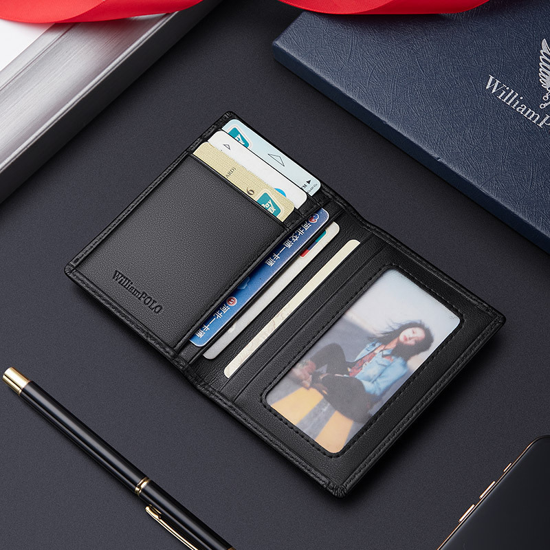 Free Shipping Designer's Small Card Bag Men's Commercial Affairs Ultra-thin Leather ID Bag Anti-theft Brush Wallet Driver's License Lea