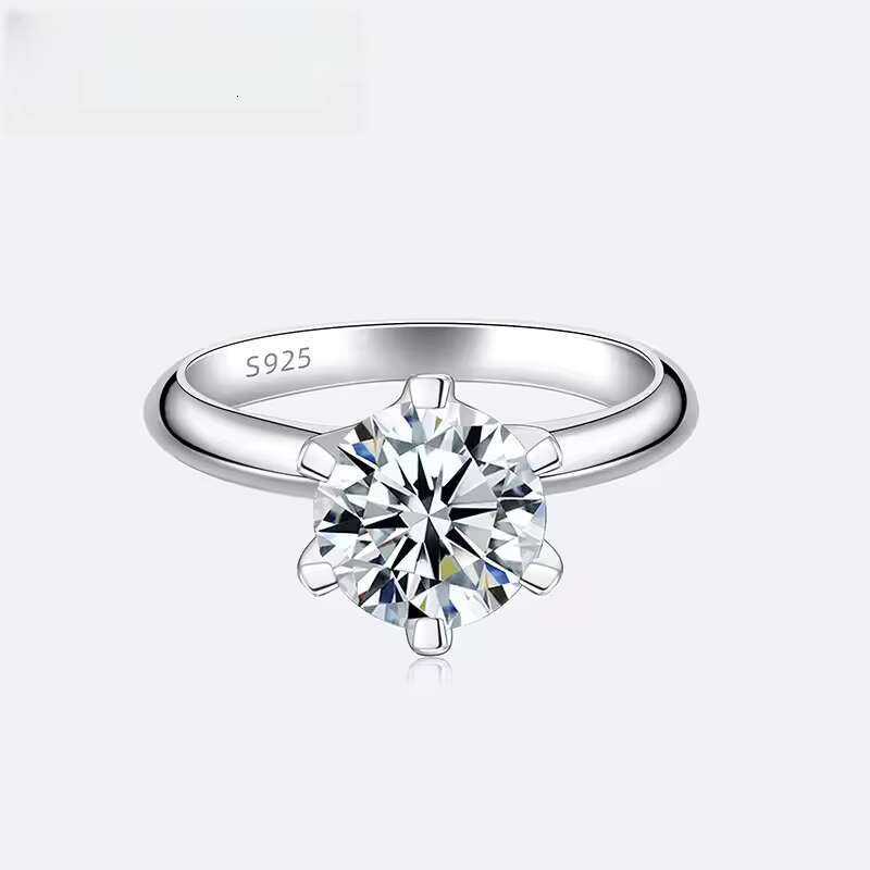 Moissanite Jewelry 925 Sterling Silver Moissanite Ring Round White Heart Vvs Diamond Engagement Moissanite Rings