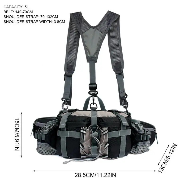 Hiking Waist Bag With 2 Water Bottle Holders Outdoor Waist Pack Waterproof Cycling Backpack Adjustable Strap Sport Storage Bag 250522