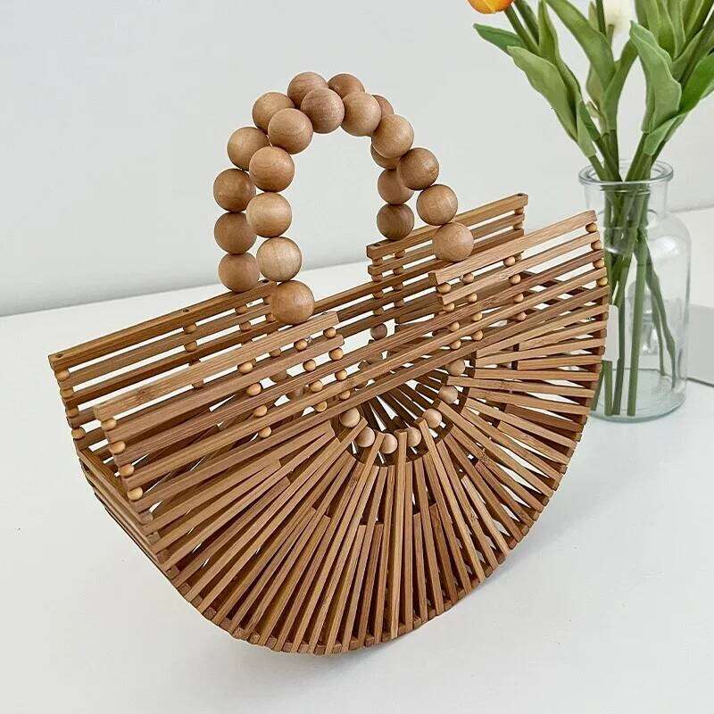 Designer Bag Fashion Design Women Pearl Handbag Bamboo Clutch Handmade Beach Bag