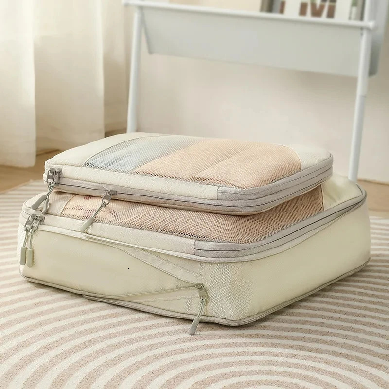3/5 Pcs Travel Organizer Set Storage Bag Large Capacity Mesh Bag Compressible Underwear Suitcase Luggage Packing Cubes Zipper 250526