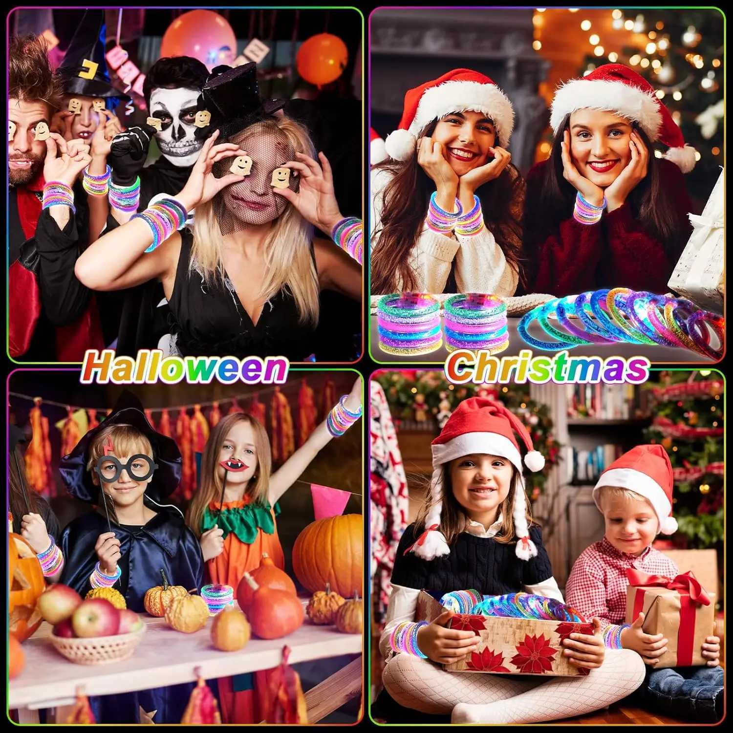 90PCS LED Glow Bracelets 6 Colors Light Up Party Favors for Kids Adults Concert Birthday Carnival Rave W250528