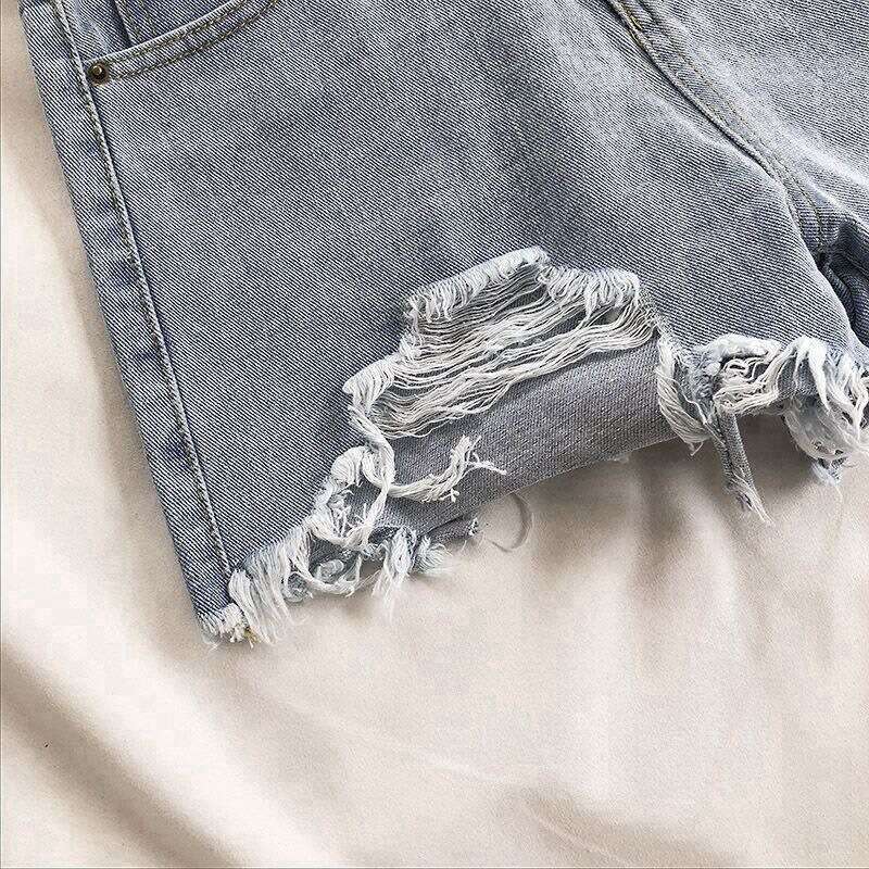Shorts Women Denim Shorts Ripped Denim Shorts For Women Summer New High Waist Loose Slimming Korean Style Wide Leg Versatile Frayed Hot Pants Trendy J