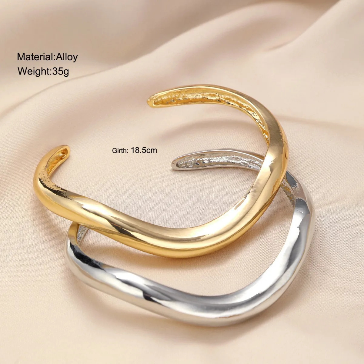 DIEZI 2pcs/set Exaggerated Hip Hop Irregular Bangles Bracelets Punk Gold Silver Color Geometric Bangles For Women Men Jewelry 250522