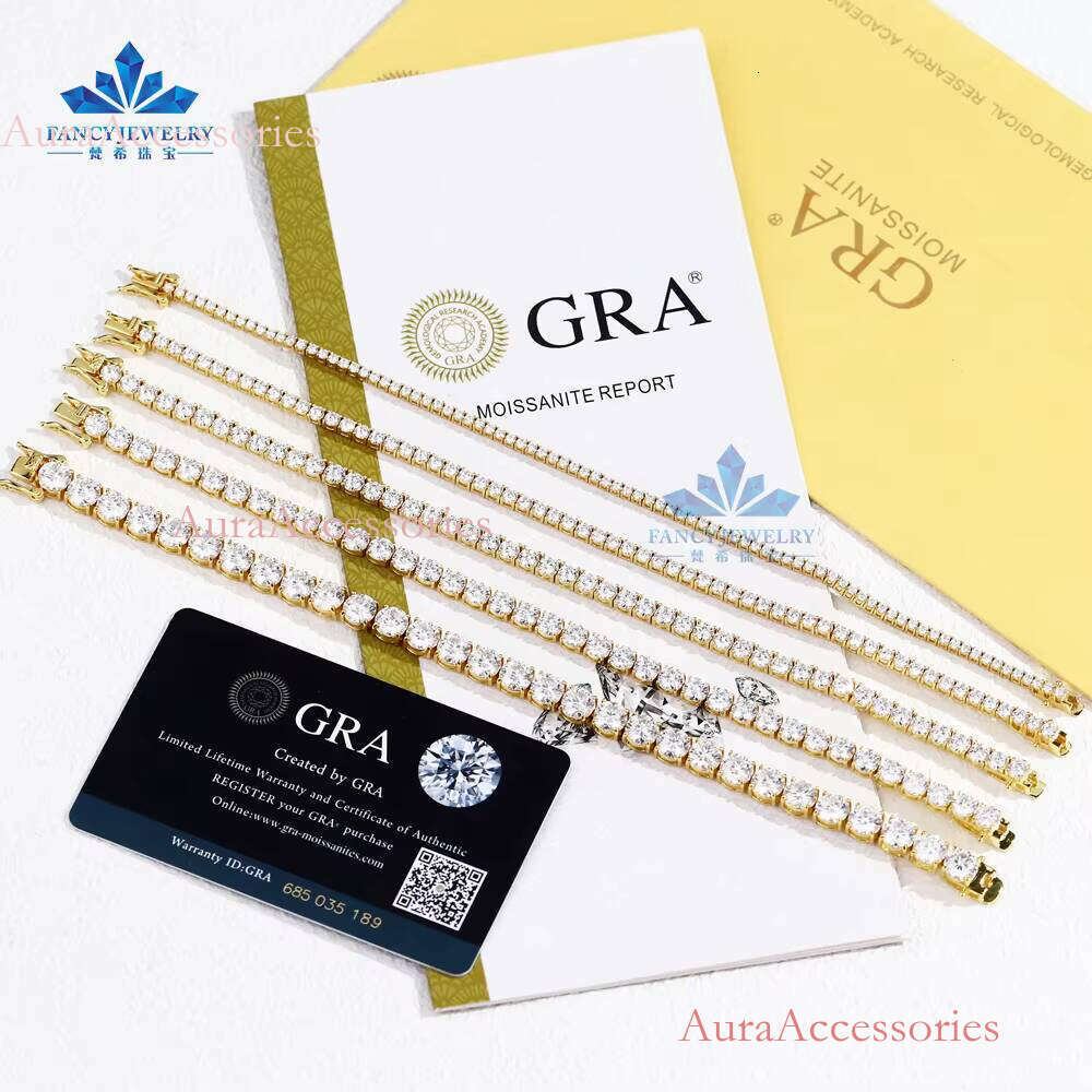 Wholesale Sterling Sier Chain 2mm 3mm 4mm GRA Hip Hop Style VVS Moissanite Tennis Bracelet High Quality Jewelry
