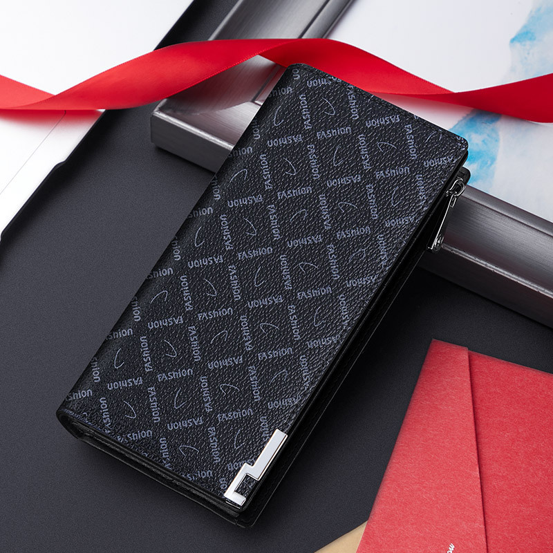Free Shipping Designer Bag, Men's Fashionable Business Leather Wallet, High-quality Luxury Long Thin Handbag, Large Capacity Card Coin Bag