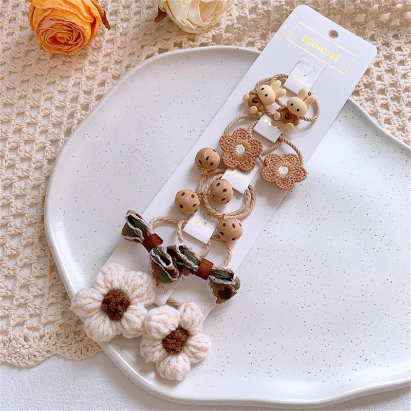 Cute Cartoon Flower Bow Children Small Scrunchie Baby Girl Kid Elastic Hair Rubber Band Accessories Tie Hair Ring Rope Headdress 250528