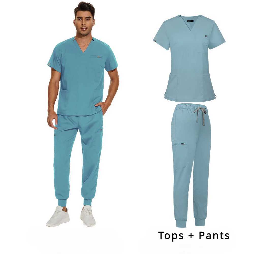 Mens Scrubs Medical Uniform Lab Set Male Clinic Hospital Doctor Overalls V-neck Fashion Scrub Pharmacy Nurse Clothes X250528