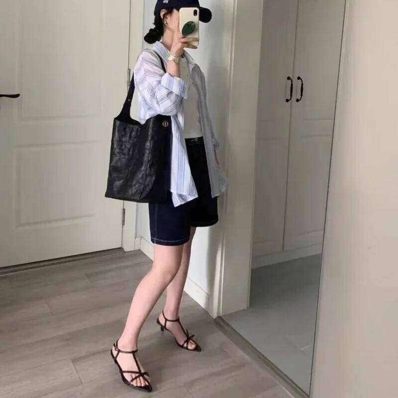 Women Sandal Summer New Fashion Narrow Band Ladies Gladiator Thin Low Heel Ankle Strap Dress Party Shoes