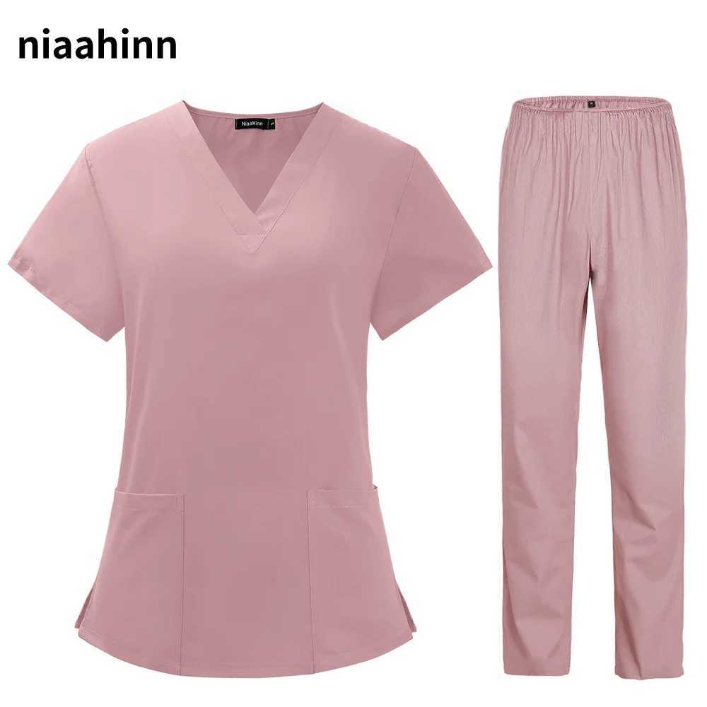 Uniforms Nurse Women Thin and Light Fabric Short Slve Medical Clothes Scrubs Nursing Pants Elastic Medical Uniforms for Summer X250528