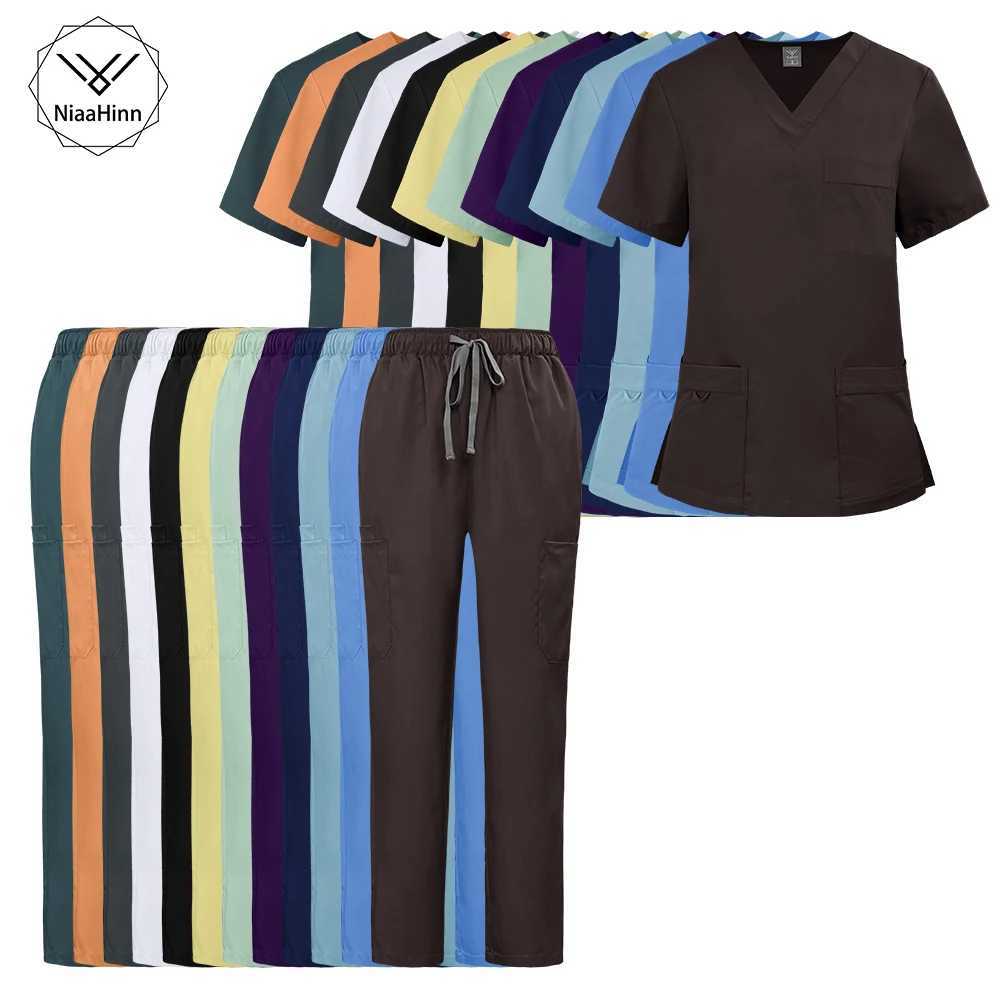 New Surgical Uniforms Woman Multicolour Scrub Top Straight Pants Set Nursing Articles Nurse Doctor Work Clothes Scrubs X250528