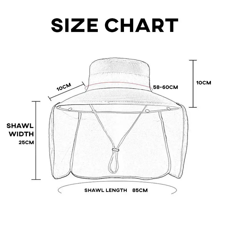 Adjustable Outdoor Cap With Neck Guard Sunscreen UV Protection Breathable Foldable Men Women Fishing Camping Hiking Casual Hats 250523