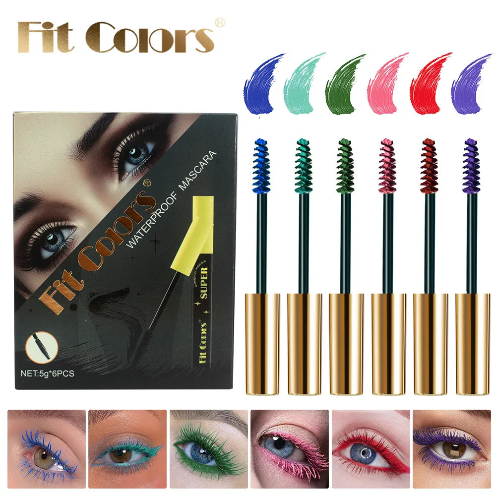 6 Color/Set Mascara Thick Curl 3D Mascara Non-smudding Stage Makeup Natural Lasting Purple White Red 250523