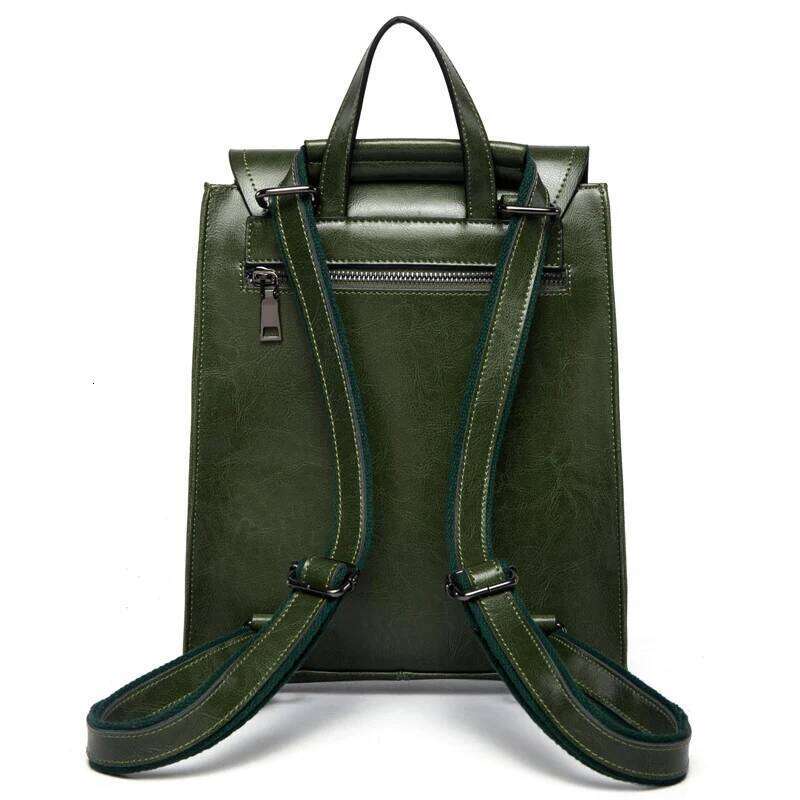 Genuine Leather Women Backpack Waxed Cowhide Female Vintage Rucksack College School Student Books Bag Shoulder Bags For Ladies