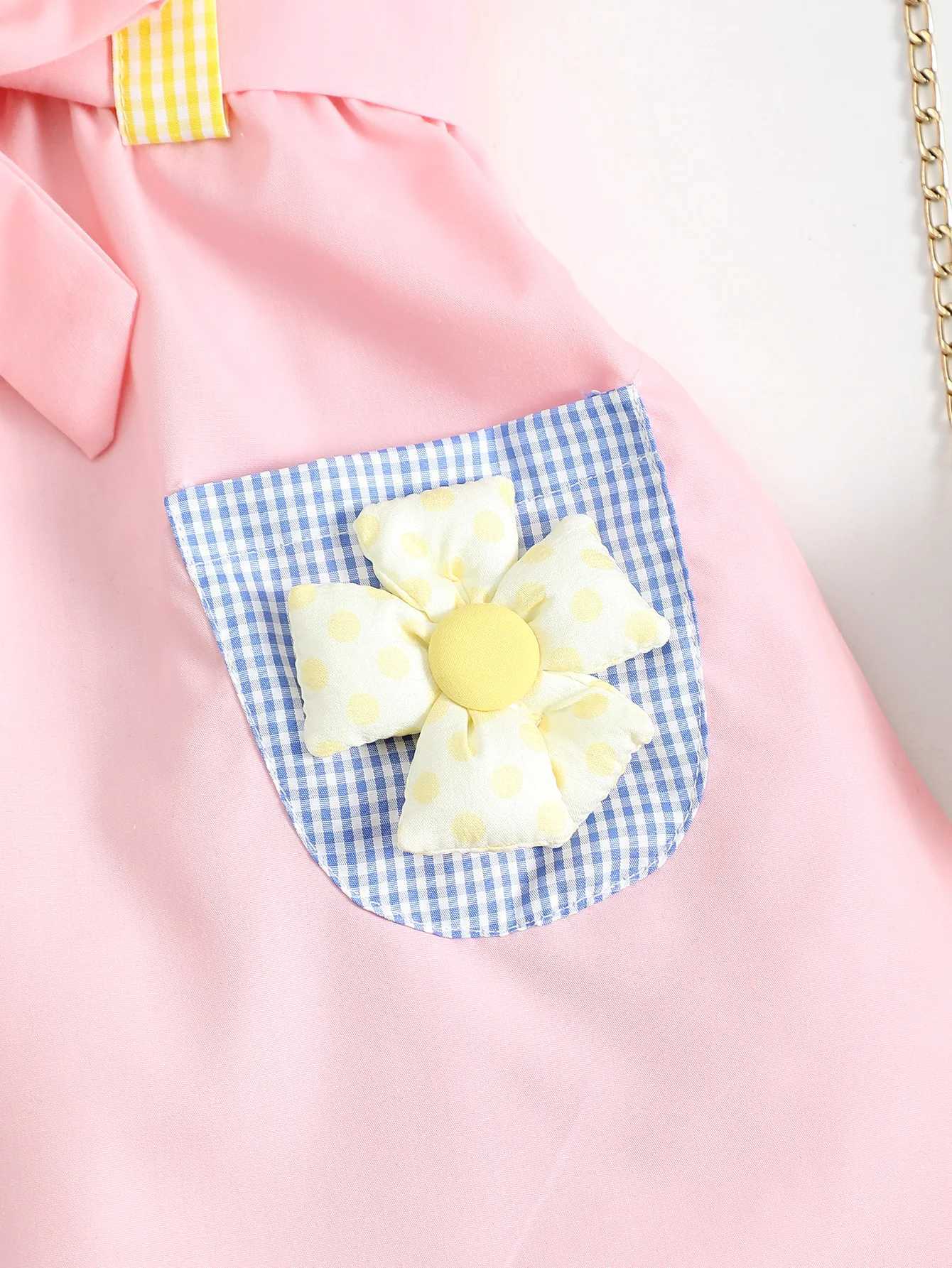 4-7 Year old Cute Girls Dress Suspender Decal Small Pocket Fashion Dress Children Girls Summer Casual Dress X250528