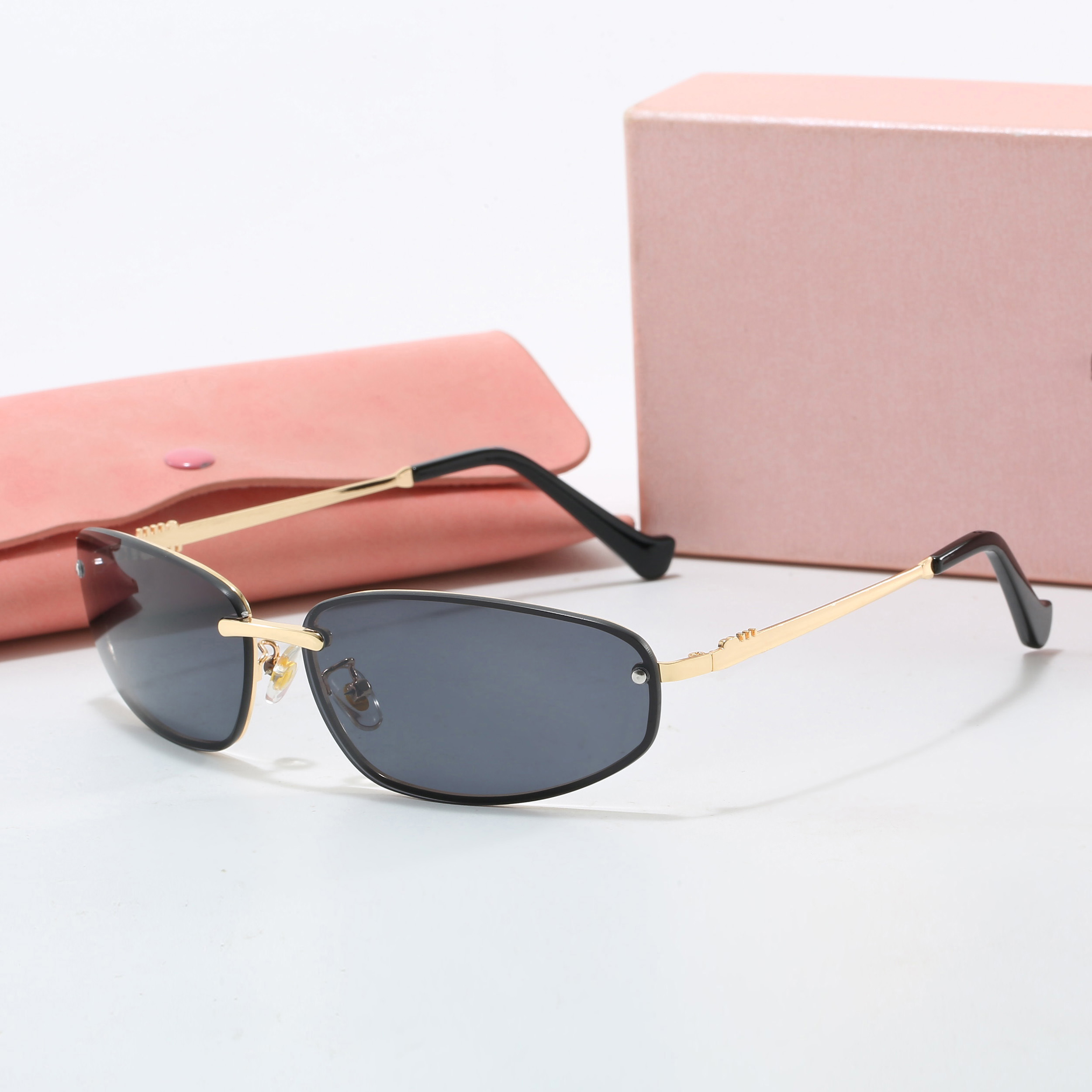 Designer sunglasses temperament rimless sunglasses for women outdoor sunshade anti-glare sunglasses men casual versatile travel photography can be worn