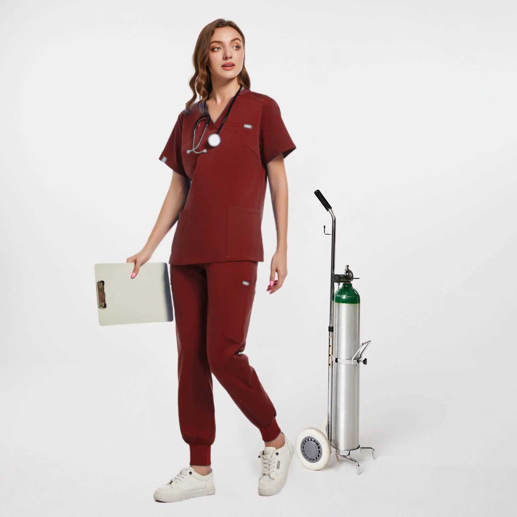 Multicolor Scrubs Uniform Short Slve Tops+Pants Nursing Uniform Women Pet Shop Doctor Scrub Medical Surgery Workwear Scrub Set X2505281