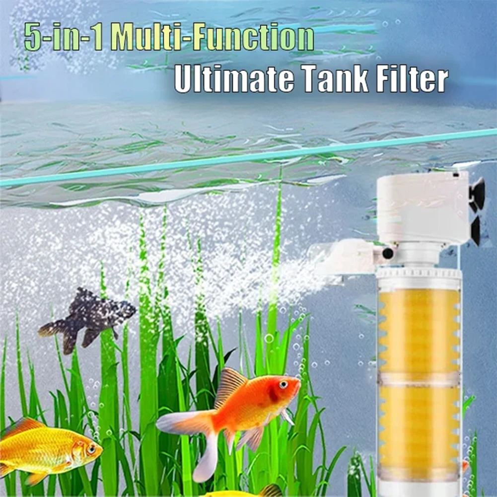Tank Filter Ultra Quiet Fish Tank Filtration Pump Add Oxygen 3 in 1 Multifunction Internal Aquarium Filter Pump Accessories 250521