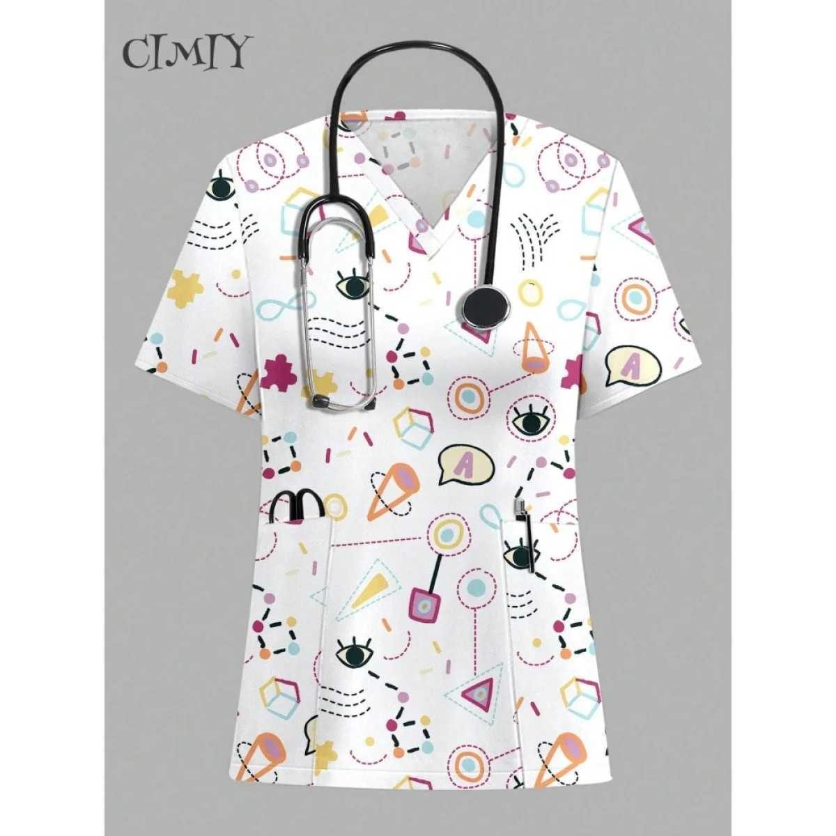 Medical Tools Graphic Healthcare Uniform Nurse Clinic Nursing Workwear Hospital T-shirt casual Short Slve Blouse Women Medical X250528