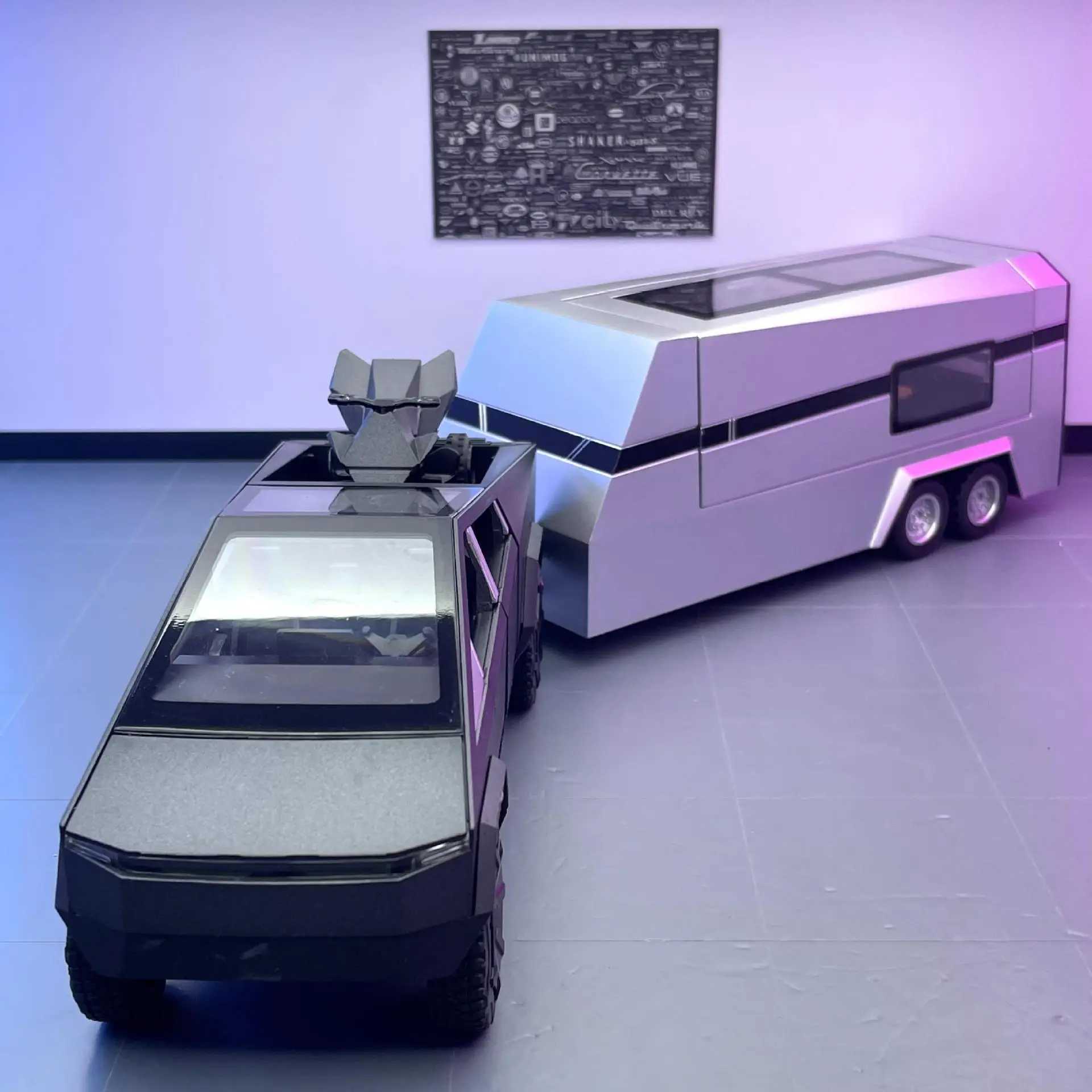 Truck Toy 1 32 Off Road Pickup Trailer Alloy Car Diecast Model Sound Light Children Toy Fashion Home Furnishings Gift Cyber R250528