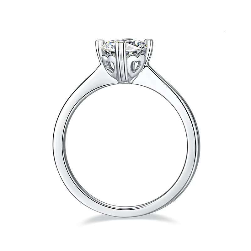 Luxury 925 Sterling Silver Moissanite Diamond Rings 0.5ct round VVS D Color Wedding Engagement Gift