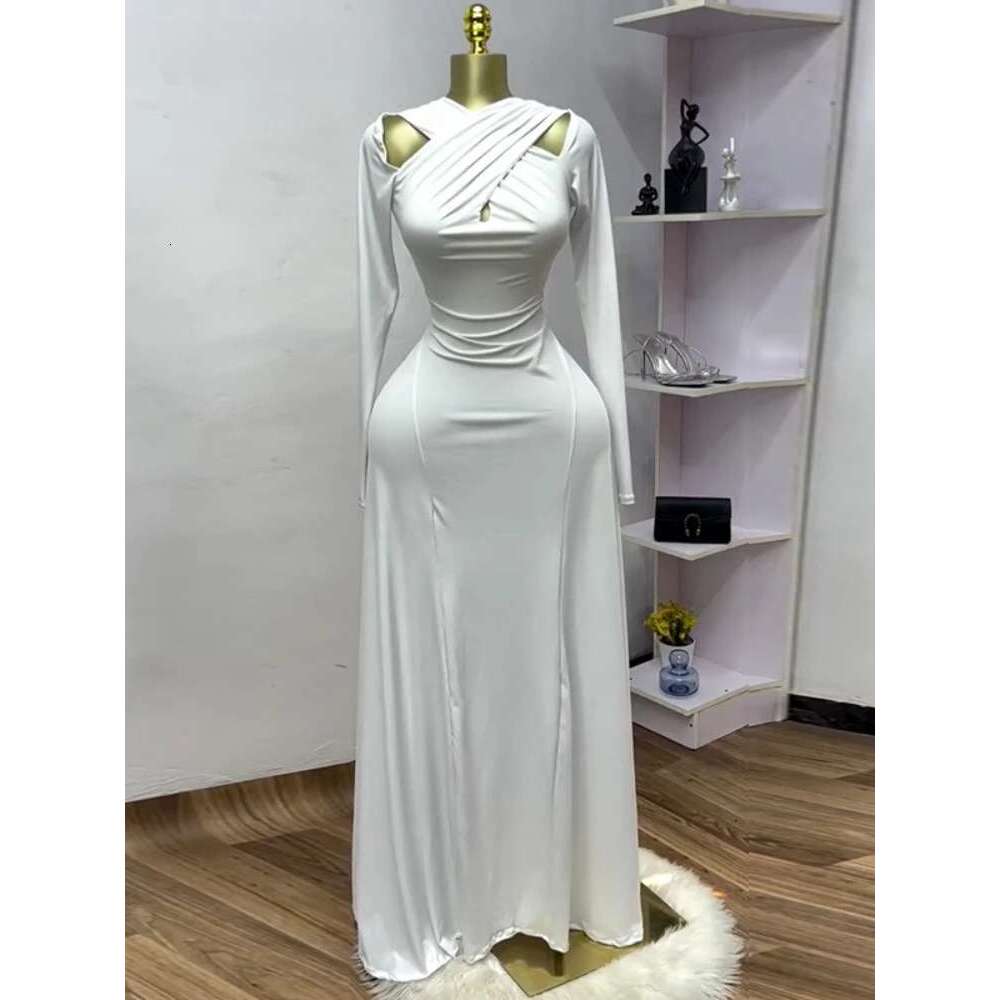 2025 Summer Women O-Neck Sleeve Mermaid Maxi Dress Birthday Beach Sexy Night Party Club Long Dresses