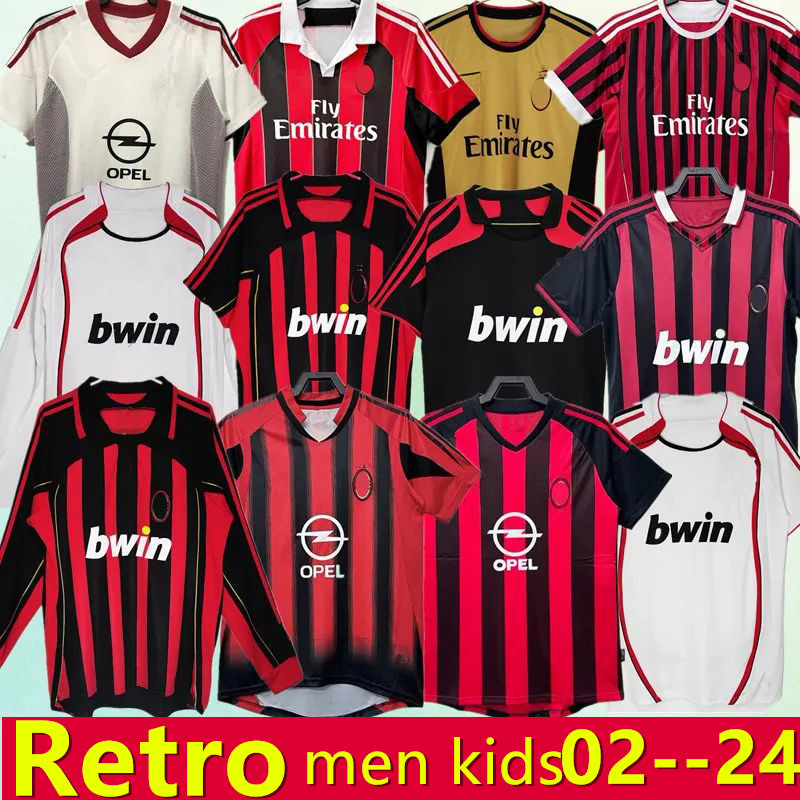 2006 2007 AC Retro soccer jerseys kit 02 03 04 05 06 07 09 10 11 12 13 14 15 AC KAKA MILAN IBRAHIMOVIC WEAH football shirts Football jersey Top Soccer shirt kids Maillots