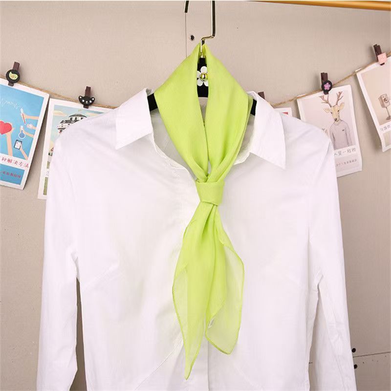 K856 Summer small square scarf for women solid color Korean style neck scarf thin chiffon small scarf versatile square decorative silk scarf
