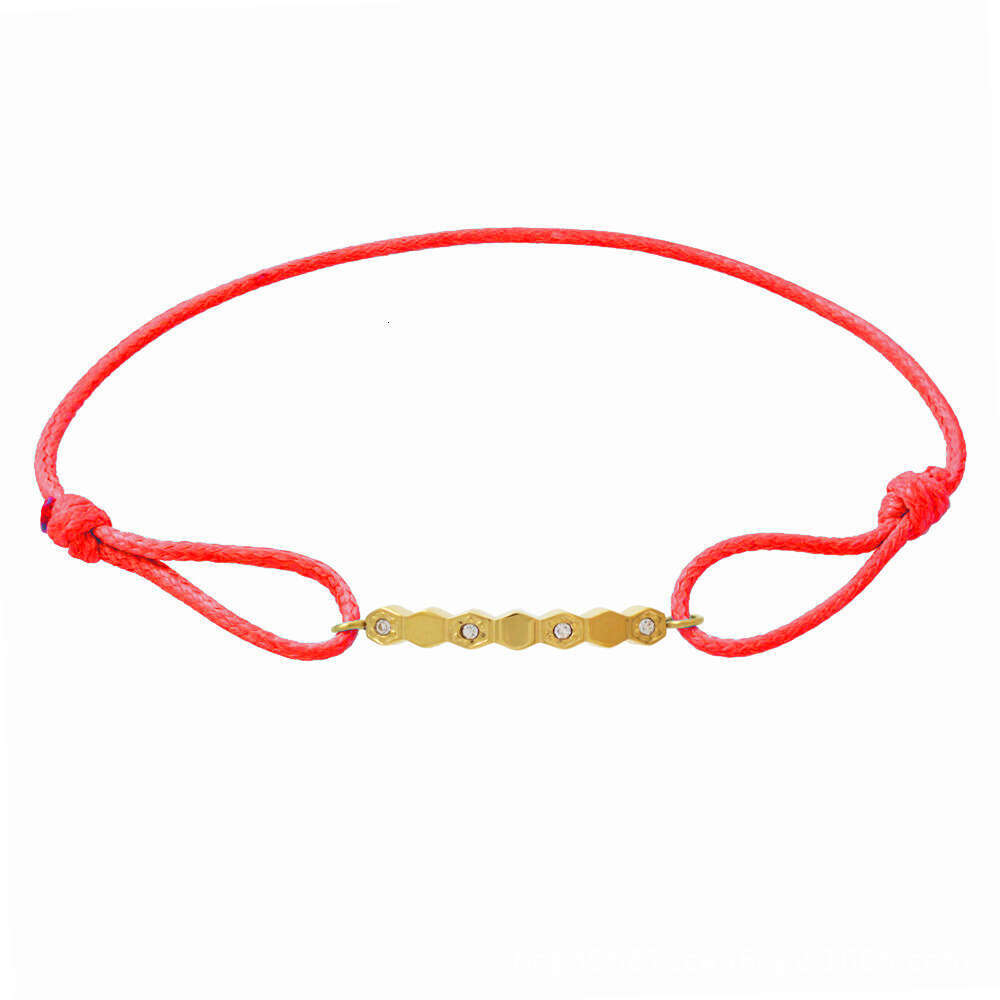 Handwoven Titanium Steel Gold and Sier Couple Hexagonal Honeycomb Zirconia Colorful Adjustable Neutral Rope