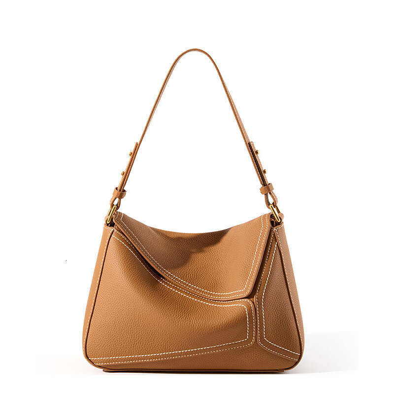 New Women's Single Shoulder Underarm Geometric Genuine Leather Pillow First Layer Cowhide Crossbody Commuter Bag B5