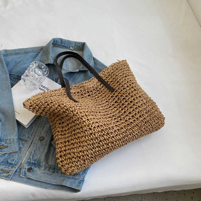 Large Capacity Grass Woven Large Bag Womens Bag New Stylish Woven Versatile Shoulder Bag Summer Fashion Tuochanglei