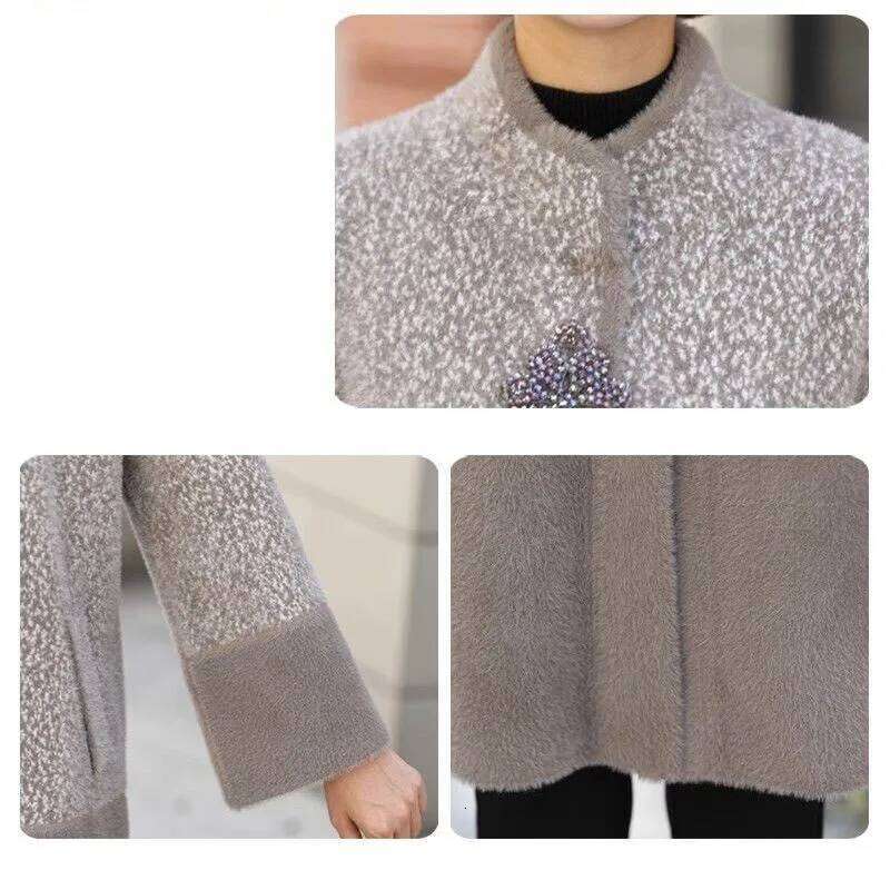 Autumn Winter New Chic Jacket Women's Overcoat High-End Loose Mid-Length Thicke Warm Mink Fleece Coat Outwear Casaco