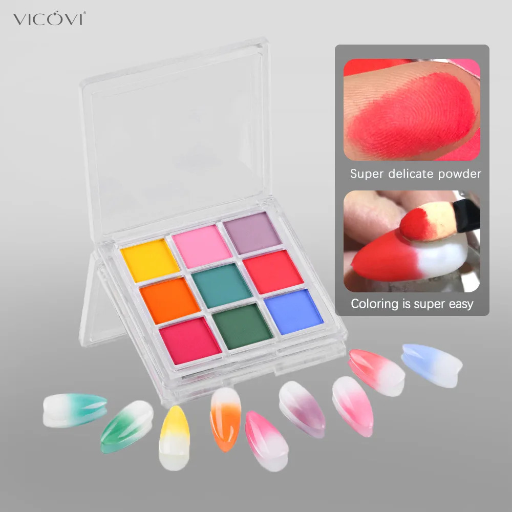 9Grids Chrome Gradient Powder Set Iridescent Nail Solid Pigment Macaron Shimmer Manicure Decor Dust for Ombre Nails Neon Pigment 250523