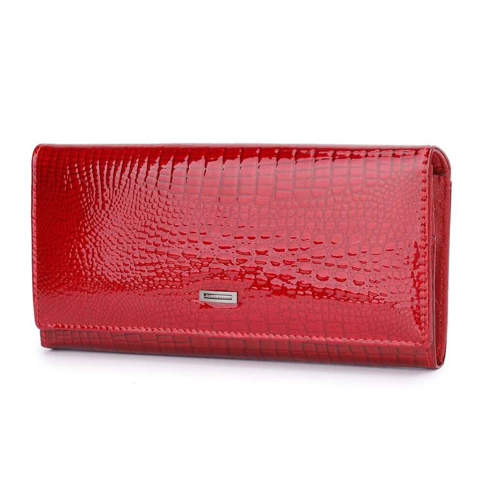 Fashion Magnetic Buckle Large Capacity Women's Patent Genuine Leather Wallet Long Multi-Card Slot Coin Purse Clutch