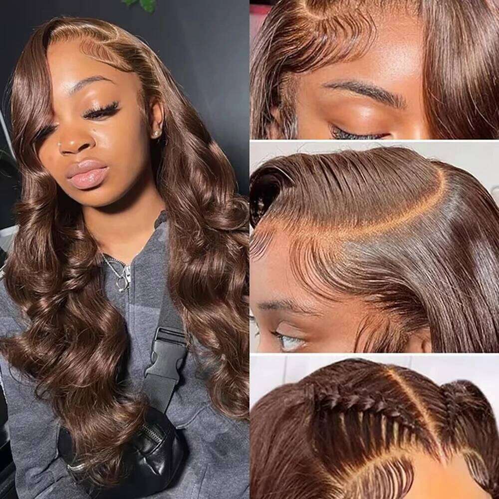 HD 200% 30 36 Inches Chocolate Brown Body Wave 13x6 Front Human Wigs 13x4 Lace Frontal Brazilian Remy Hair Wig