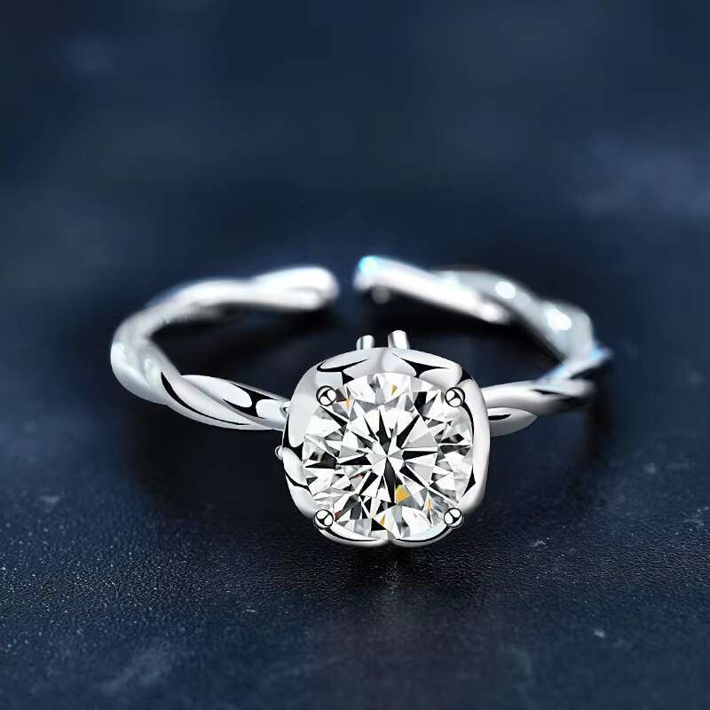 Womens 925 Sterling Silver Moissanite Twist Ring Simple Versatile Open Diamond Tail Jewelry Wholesale