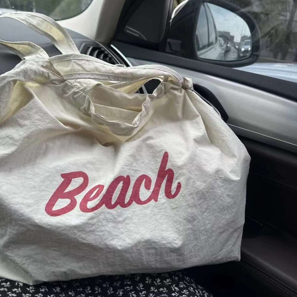 2024 Summer New Drawstring Canvas Ins Tote Commuter Handbag Shoulder Large Capacity Shopping Bag