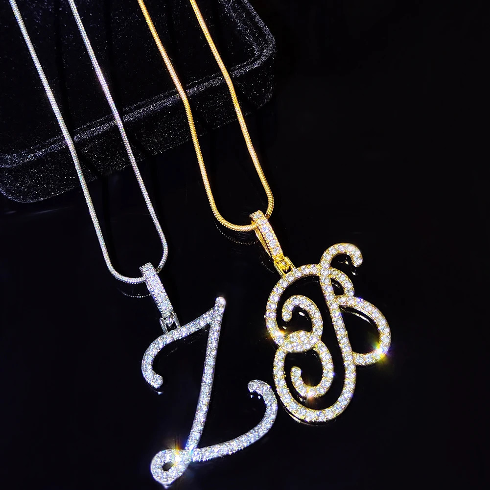 Flatfoosie AZ Cursive Initial Letter Name Pendant Necklace For Women Simple Rope Chain Fashion Jewelry Gift 250519